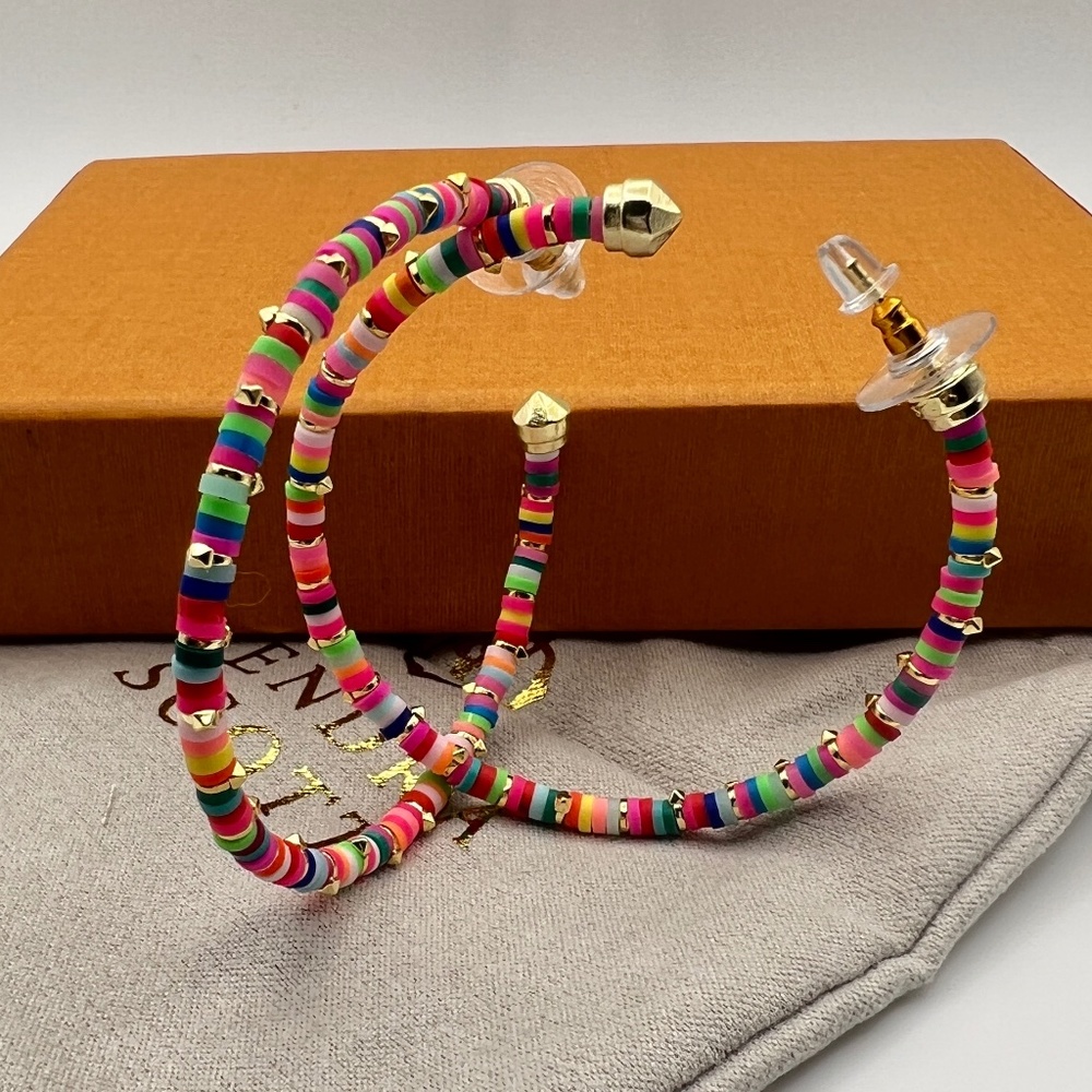 Kendra Scott Reece Gold  Hoop Earrings In Neon Mix
